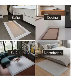 Alfombra vinilica de Tejido Trenzado de Alta Gama Lavable Antideslizante Alfombra Resistentes para Salon Cocina baño Pasillo